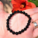 Premium CHARGED Black Onyx Crystal 8mm Bead Bracelet Stretchy ENERGY REIKI