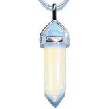 Faceted Radiant Opalite Crystal Perfect Pendant 20" Silver Chain