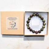 CHARGED Dragon's Blood Jasper 12mm Bead Bracelet Tumble Polished Stretchy REIKI