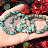 CHARGED African Turquoise Bracelet Tumble Polished Stretchy ENERGY REIKI