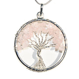 CHARGED Natural Rose Quartz Tree of Life Perfect Pendant REIKI 20" Silver Chain