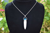 CHARGED Scolecite Cavansite Rosette 925 Sterling Pendulum / Pendant + 20" Chain