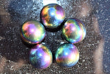 CHARGED Platinum Silver Rainbow Magnetic Hematite Sphere Pendant + 20" Chain