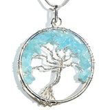 CHARGED Natural Blue Apatite Tree of Life Perfect Pendant 20" Silver Chain