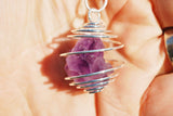 CUTE Baby Tibetan Elestial Amethyst Perfect Pendant + 20" Silver Chain