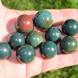 CHARGED Bloodstone Hand-Polished Sphere Perfect Pendant + 20" Silver Chain