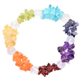 Premium CHARGED 7 Chakra Crystal Chip Stretchy Bracelet w / Quartz REIKI Energy!