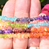 [3] CHARGED 7 Chakra Crystal Chip Stretchy Bracelet  REIKI Energy! ZENERGY GEMS