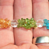 Premium Charged 7 Chakra Crystal Chip Stretchy Bracelet w/Faceted Amplifier Quartz Reiki Energy!