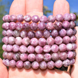 Premium CHARGED Lepidolite Crystal 8mm Bead Bracelet Stretchy ENERGY REIKI