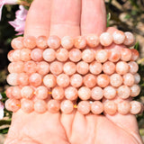 Premium CHARGED Natural Sunstone Crystal Bead Bracelet Stretchy