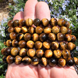 Premium CHARGED Golden Tiger Eye Crystal 12mm Bead Bracelet Stretchy REIKI