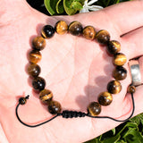 Premium CHARGED Golden Tiger Eye Crystal 12mm Bead Bracelet Stretchy REIKI