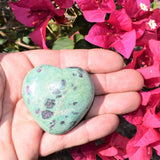 Charged 2.5" Ruby  / Fuchsite Crystal Palm Heart / Worry Stone Healing Energy