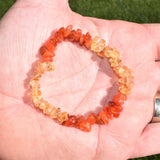 CHARGED Carnelian Agate & Citrine Crystal Chip Stretchy Bracelet w Quartz REIKI