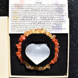 CHARGED Carnelian Agate & Citrine Crystal Chip Stretchy Bracelet w Quartz REIKI