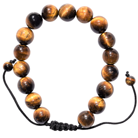 Premium CHARGED Golden Tiger Eye Crystal 12mm Bead Bracelet Stretchy REIKI